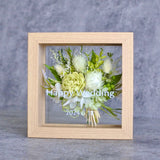 【結婚祝い】プリザーブドフラワー メッセージ ボックスアレンジ(小) 花束ガラス額