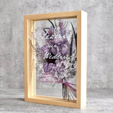 【結婚記念日】プリザーブドフラワー 名入れメッセージ  ボックスアレンジ(大) ガラス額