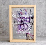 【周年祝い】プリザーブドフラワー 名入れメッセージ ボックスアレンジ(大) ガラス額