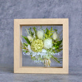 【開店祝い】プリザーブドフラワー メッセージ ボックスアレンジ(小) 花束ガラス額