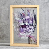 【誕生日】プリザーブドフラワー 名入れメッセージ ボックスアレンジ(大) ガラス額