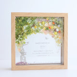 【オリジナルメッセージ】絵手紙風 プリザーブドフラワーボックス シルエットアート - ガラス額