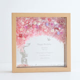 【オリジナルメッセージ】絵手紙風 プリザーブドフラワーボックス シルエットアート - ガラス額