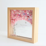 【オリジナルメッセージ】絵手紙風 プリザーブドフラワーボックス シルエットアート - ガラス額