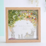 【出産祝い】絵手紙風 プリザーブドフラワーボックス シルエットアート - ガラス額