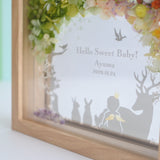 【出産祝い】絵手紙風 プリザーブドフラワーボックス シルエットアート - ガラス額