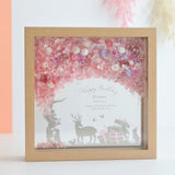 【誕生日】絵手紙風 プリザーブドフラワーボックス シルエットアート - ガラス額