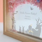 【出産祝い】絵手紙風 プリザーブドフラワーボックス シルエットアート - ガラス額