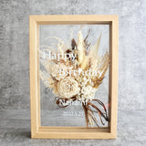 【誕生日】プリザーブドフラワー 名入れメッセージ ボックスアレンジ(大) ガラス額