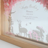 【誕生日】絵手紙風 プリザーブドフラワーボックス シルエットアート - ガラス額