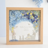 【出産祝い】絵手紙風 プリザーブドフラワーボックス シルエットアート - ガラス額