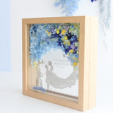 【結婚祝い】絵手紙風 プリザーブドフラワーボックス シルエットアート - ガラス額