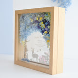 【誕生日】絵手紙風 プリザーブドフラワーボックス シルエットアート - ガラス額