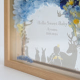 【出産祝い】絵手紙風 プリザーブドフラワーボックス シルエットアート - ガラス額