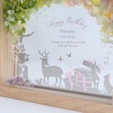 【誕生日】絵手紙風 プリザーブドフラワーボックス シルエットアート - ガラス額