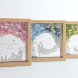 【結婚祝い】絵手紙風 プリザーブドフラワーボックス シルエットアート - ガラス額