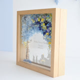 【出産祝い】絵手紙風 プリザーブドフラワーボックス シルエットアート - ガラス額