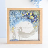 【結婚祝い】絵手紙風 プリザーブドフラワーボックス シルエットアート - ガラス額
