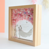 【結婚祝い】絵手紙風 プリザーブドフラワーボックス シルエットアート - ガラス額