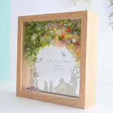 【出産祝い】絵手紙風 プリザーブドフラワーボックス シルエットアート - ガラス額