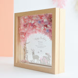 【誕生日】絵手紙風 プリザーブドフラワーボックス シルエットアート - ガラス額