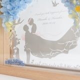 【結婚祝い】絵手紙風 プリザーブドフラワーボックス シルエットアート - ガラス額