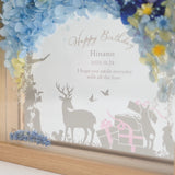 【誕生日】絵手紙風 プリザーブドフラワーボックス シルエットアート - ガラス額