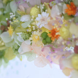 【結婚祝い】絵手紙風 プリザーブドフラワーボックス シルエットアート - ガラス額