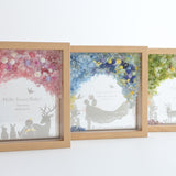 【出産祝い】絵手紙風 プリザーブドフラワーボックス シルエットアート - ガラス額