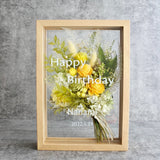 【誕生日】プリザーブドフラワー 名入れメッセージ ボックスアレンジ(大) ガラス額