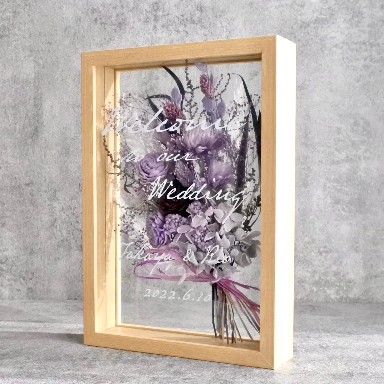 フラワーアレンジメント付きウェルカムボード ウェルカムボード】プリザーブドフラワー 名入れメッセージ ボックス